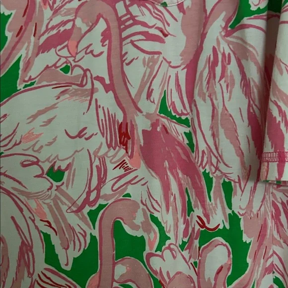 Lilly Pulitzer pink/green/white flamingo dress.   Size XL. - Picture 2 of 8